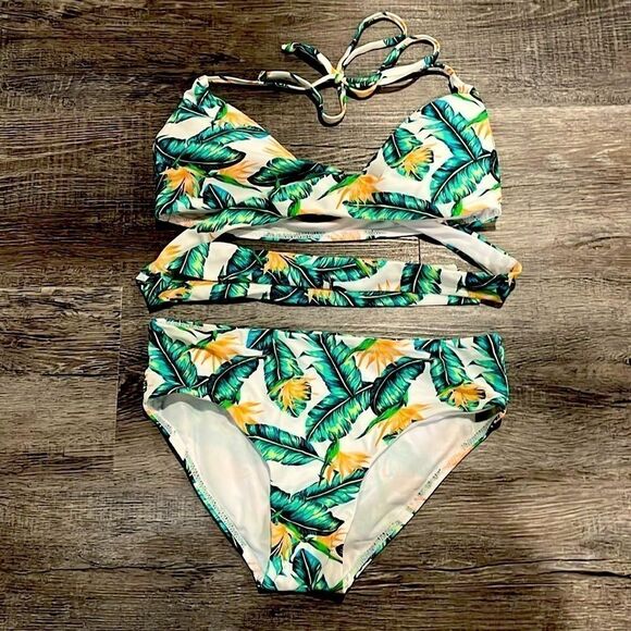 Teal Strand 2-piece bikini set w/ unique wrap cross over - S - Picture 3 of 8